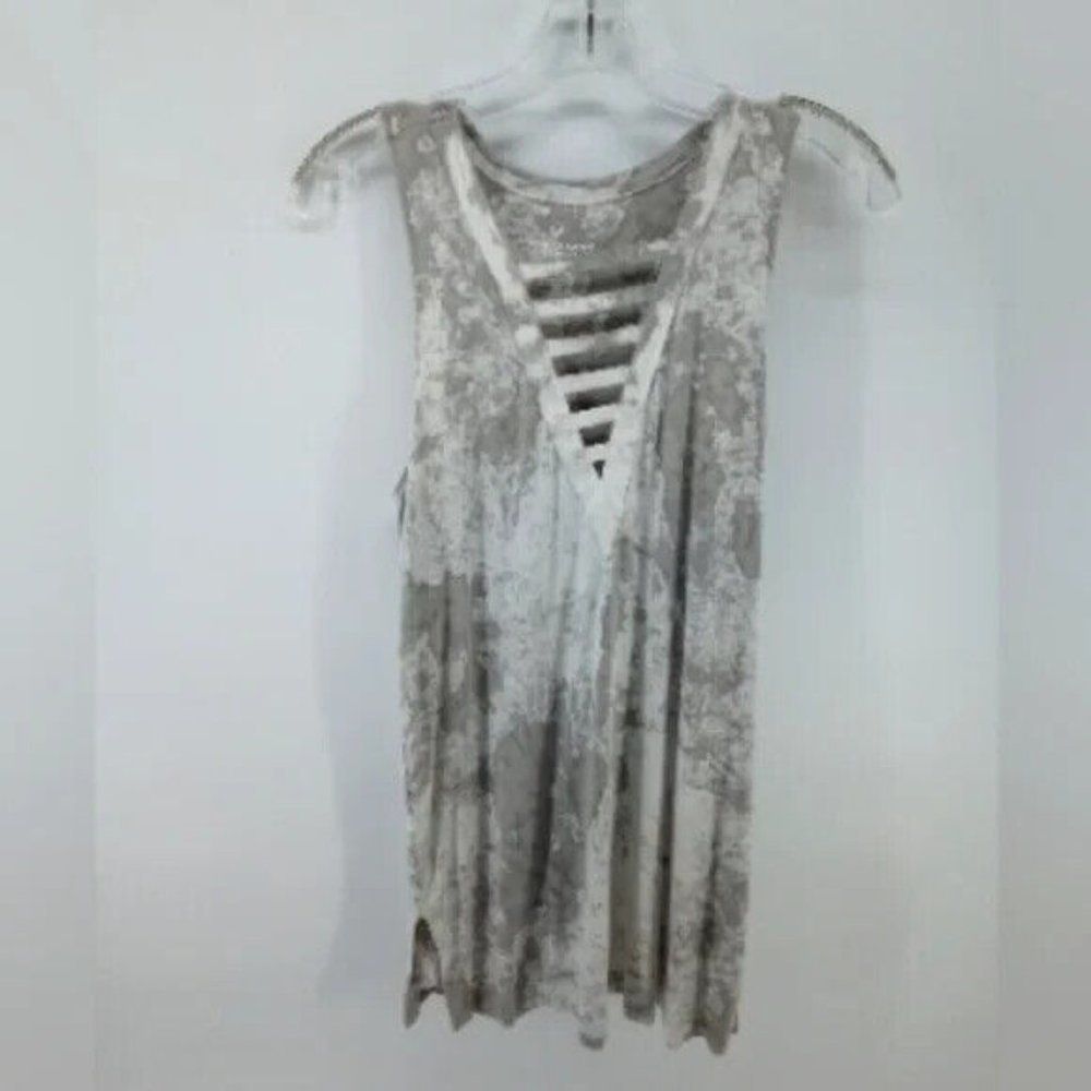 AEO Acid Wash Y2K Gray White Tie Dye Boho Tank Top XS Soft Viscose Blend